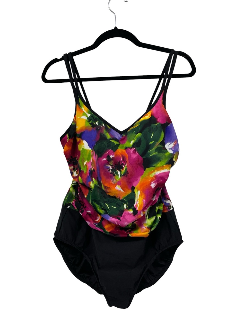 Miraclesuit Black One-Piece Swimsuit with Bright Floral Print